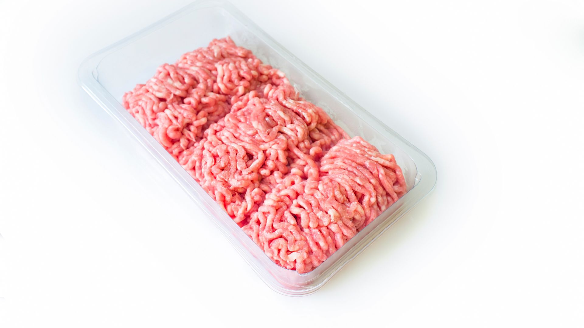 Raw minced beef in an unsealed pack